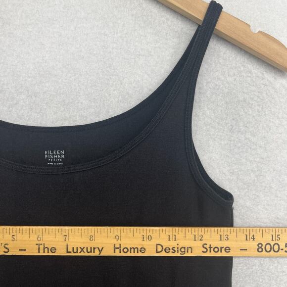EILEEN FISHER Tank Top PS Organic Cotton Ribbed Jersey Cami Scoop Neck Black - Picture 11 of 13